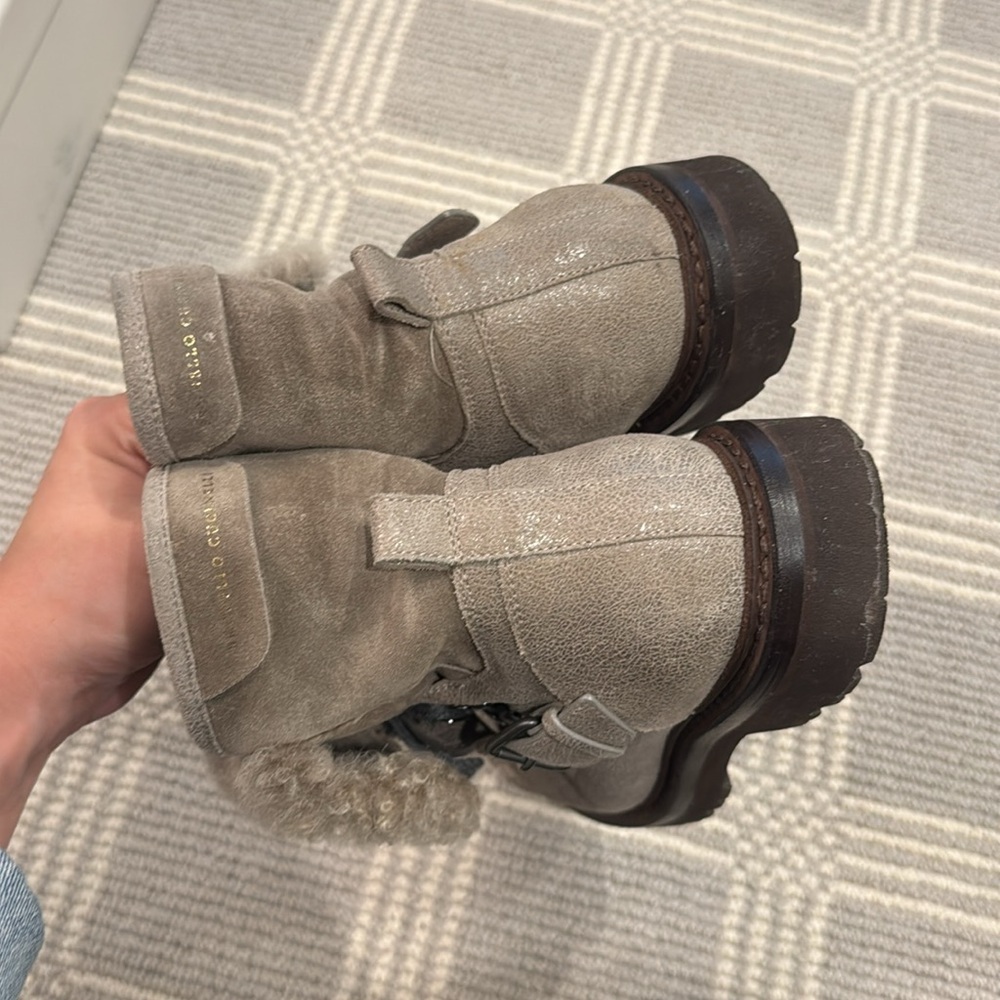 Brunello Cucinelli Buffered Leather Shearling Boo… - image 7